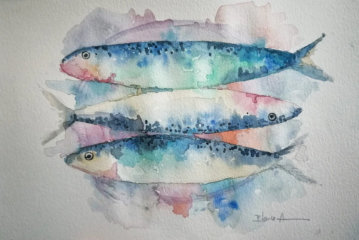 Las tres sardinas de Blanca, el motivo del taller